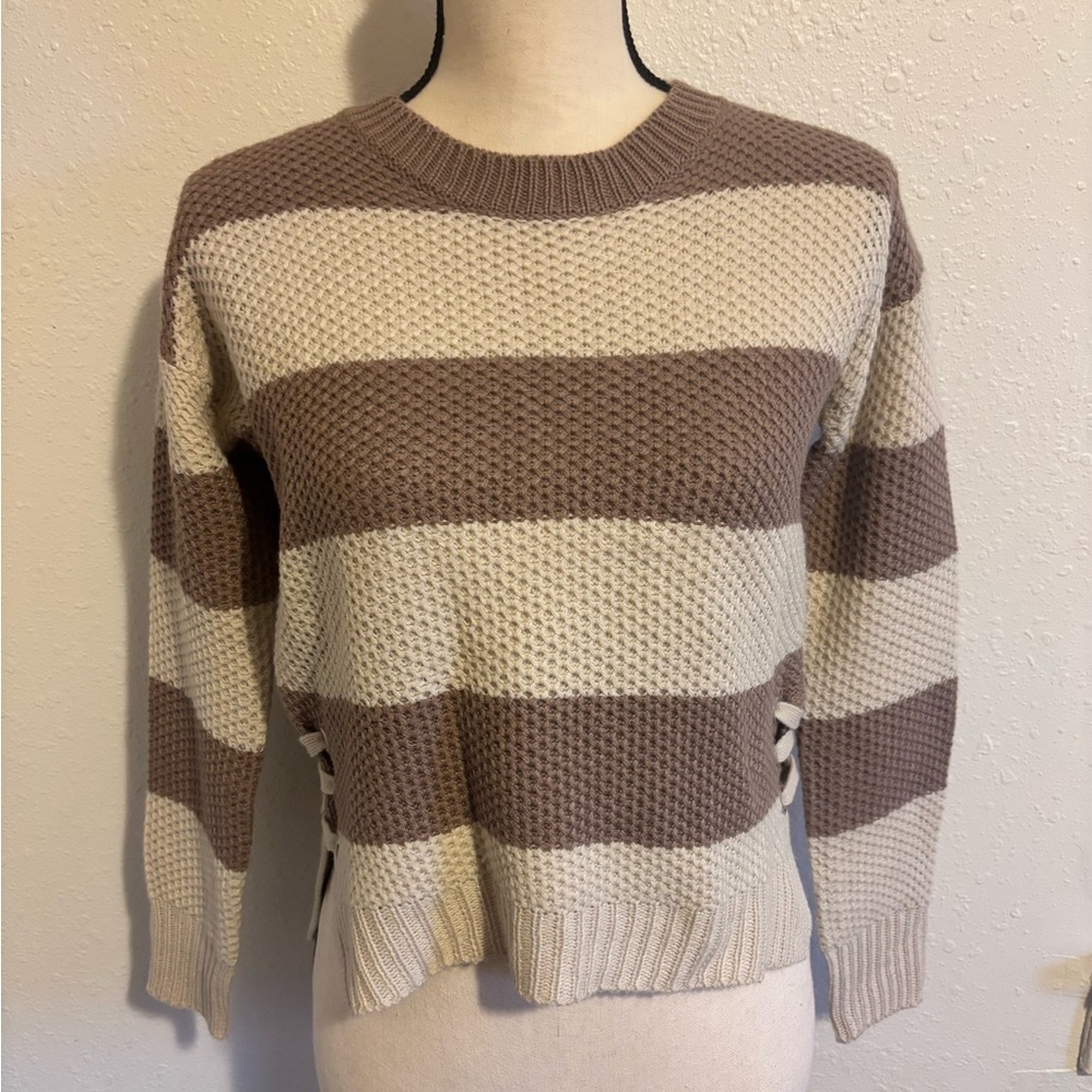 Striped Beige and Brown Women's Sweater